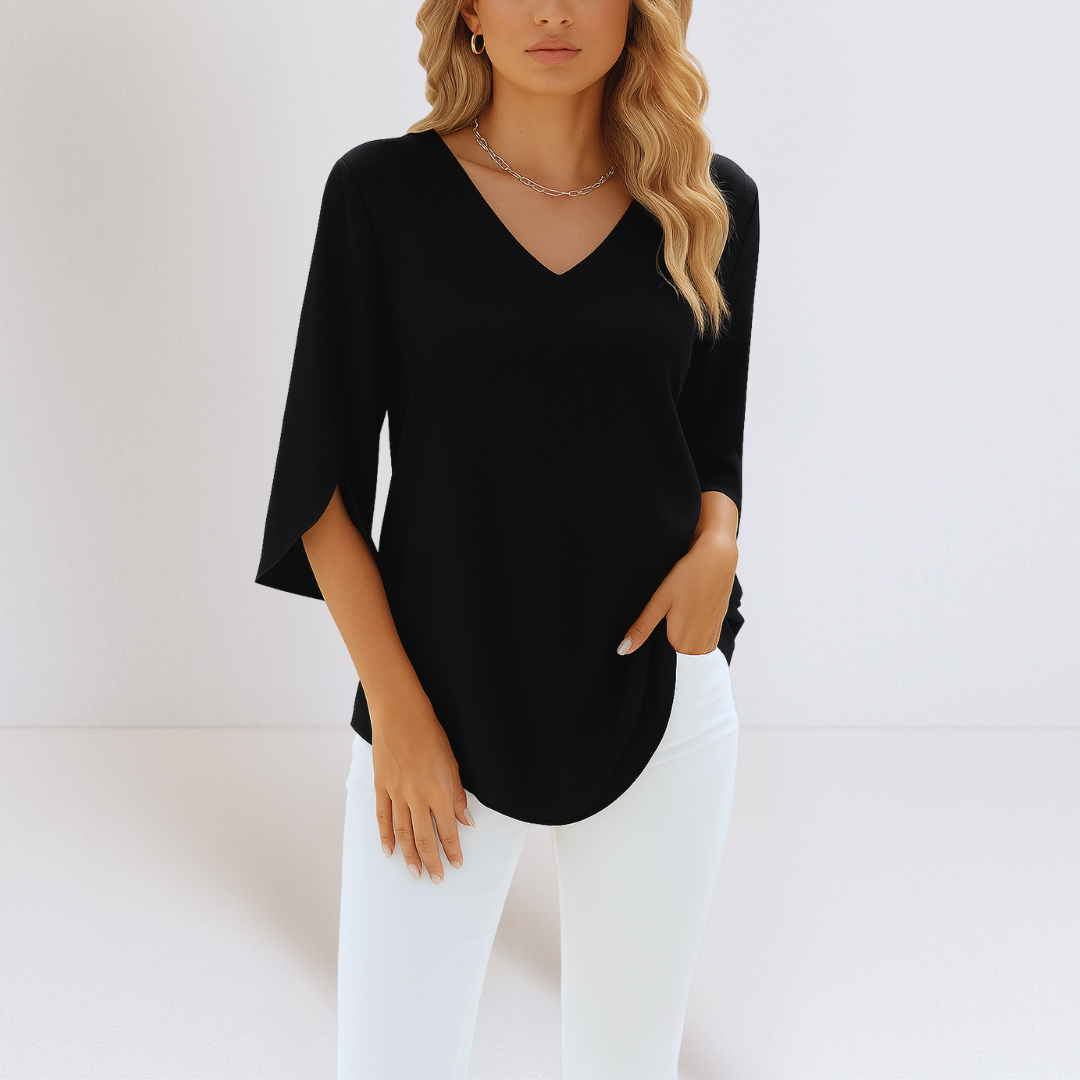Adrienne | Elegant blouse with V-neckline and split sleeves