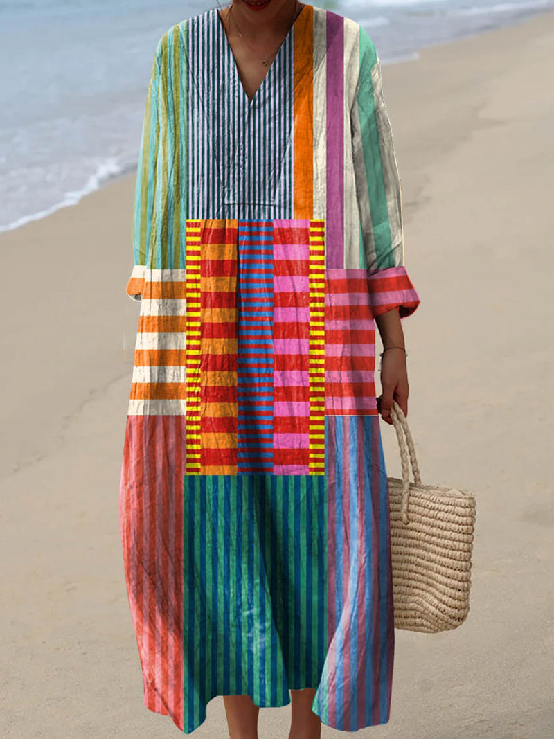 Louise | Vintage Geometric Pattern Cotton Dress