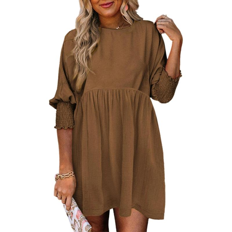 Rhana | Casual Crew Neck Loose Fit Mini Dress