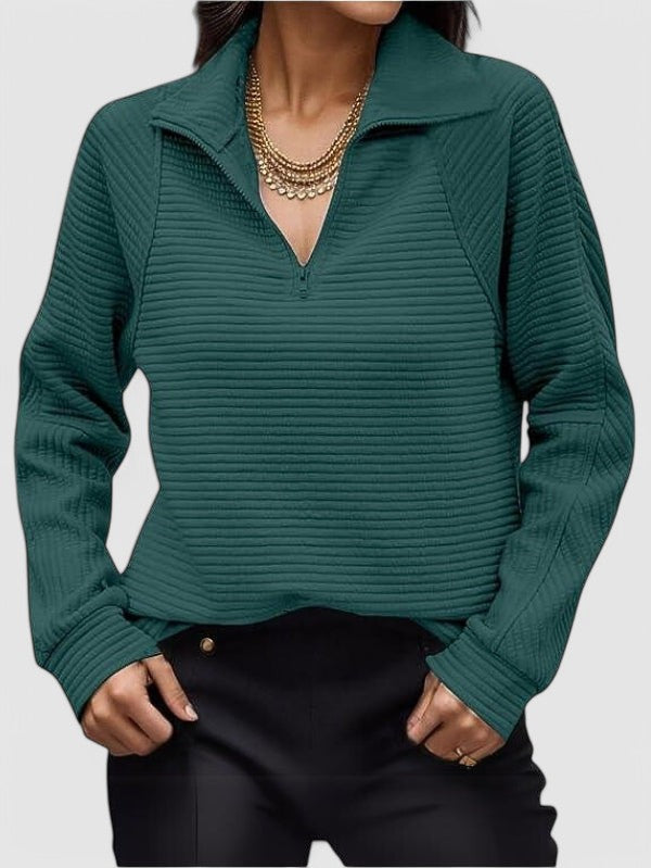 Clementine | Textured Quarter-Zip Pullover