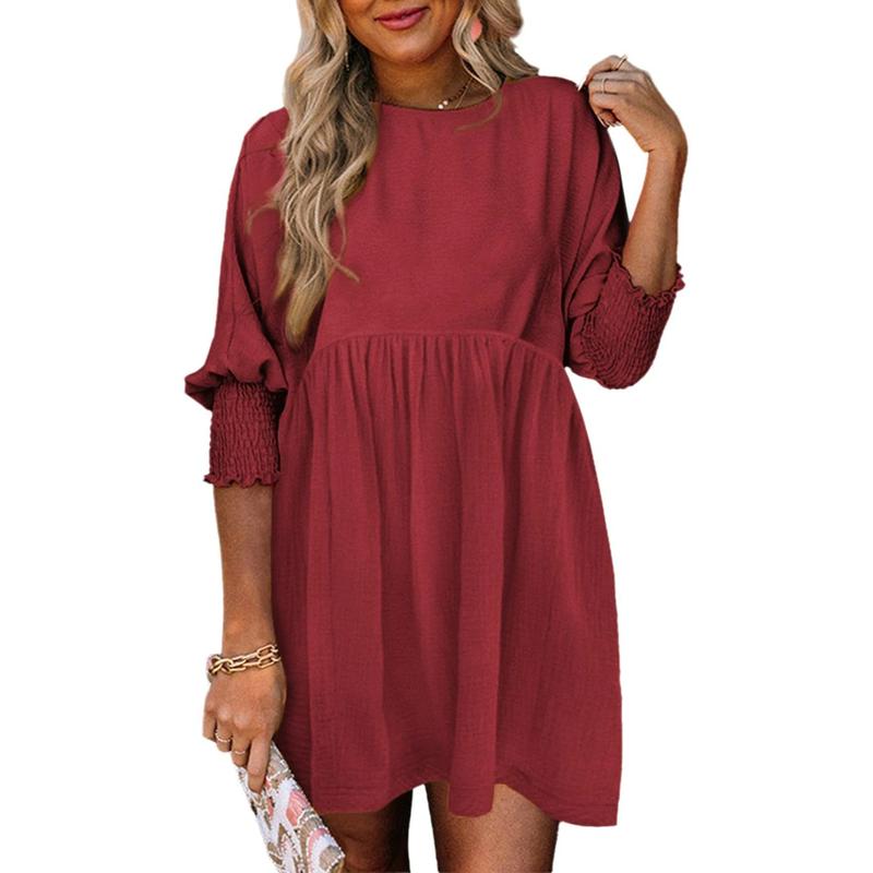 Rhana | Casual Crew Neck Loose Fit Mini Dress