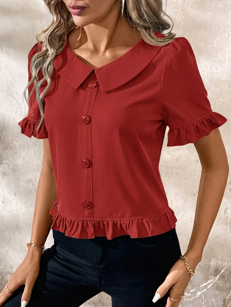 Maureen | Elegant Short Sleeve Blouse