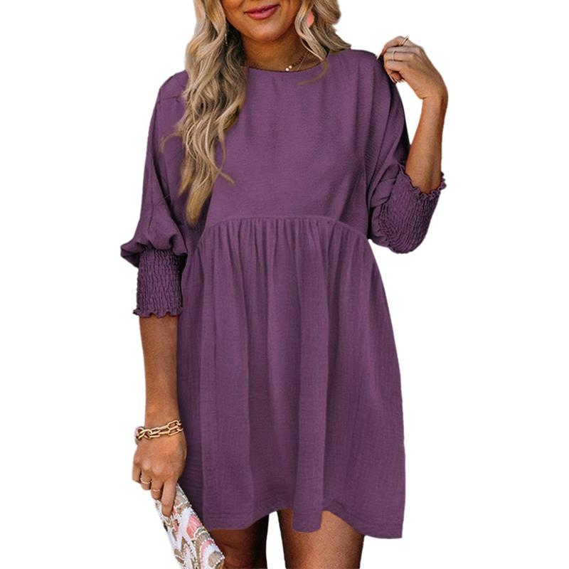 Rhana | Casual Crew Neck Loose Fit Mini Dress