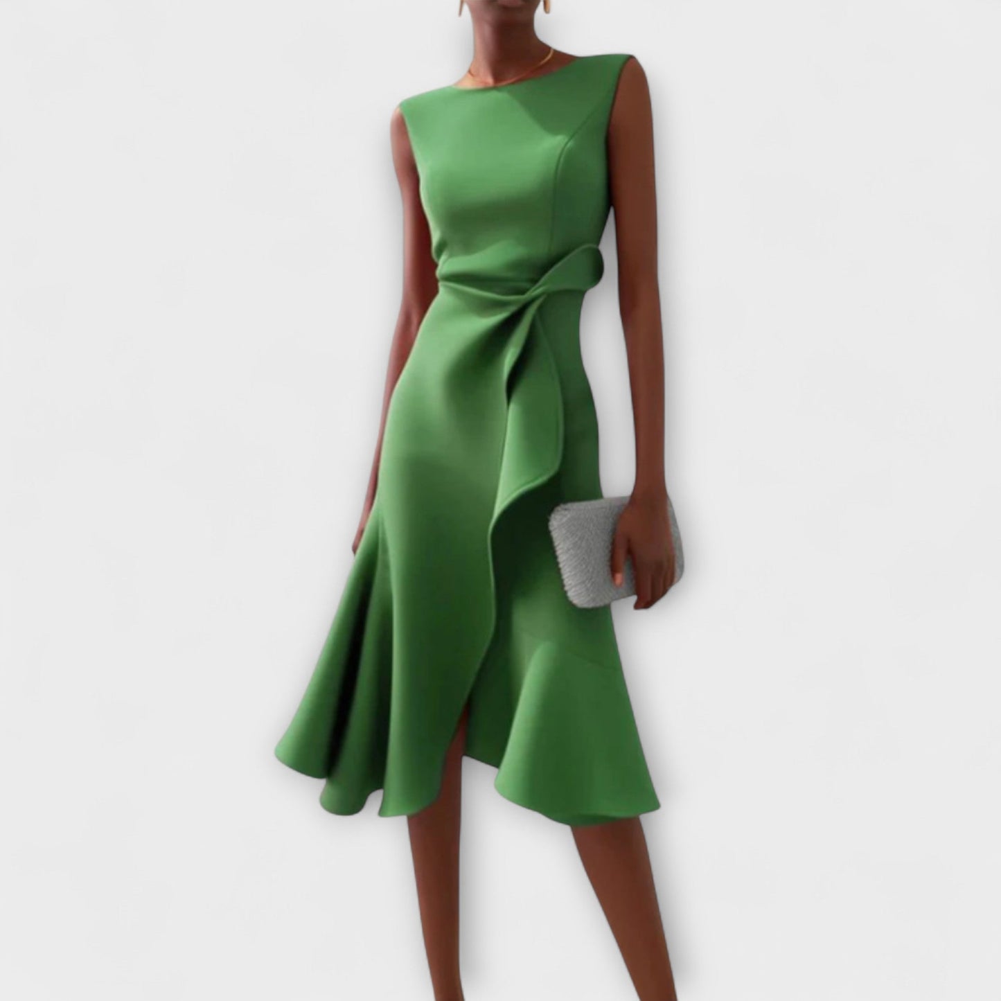 Febbie | Draped Asymmetric Midi Dress