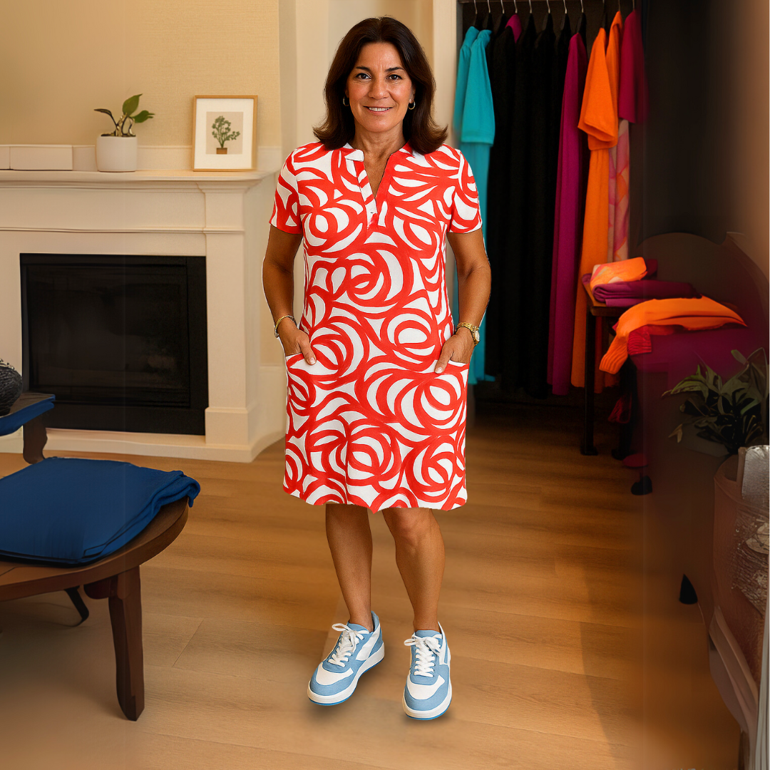 Karindai | Print dress with V-neckline