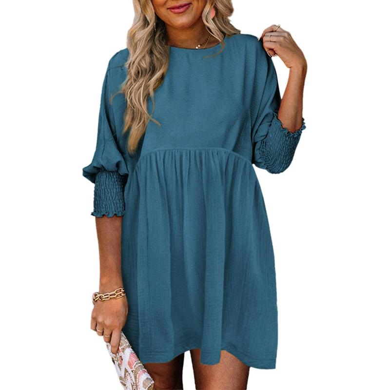 Rhana | Casual Crew Neck Loose Fit Mini Dress