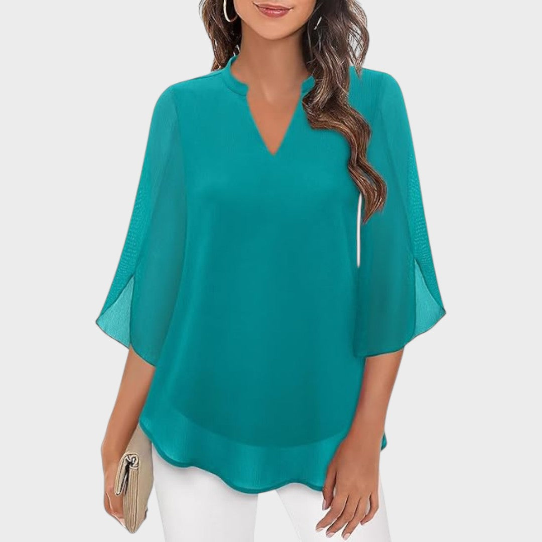 Jeaniza | Elegant Flow ¾ Sleeve Blouse