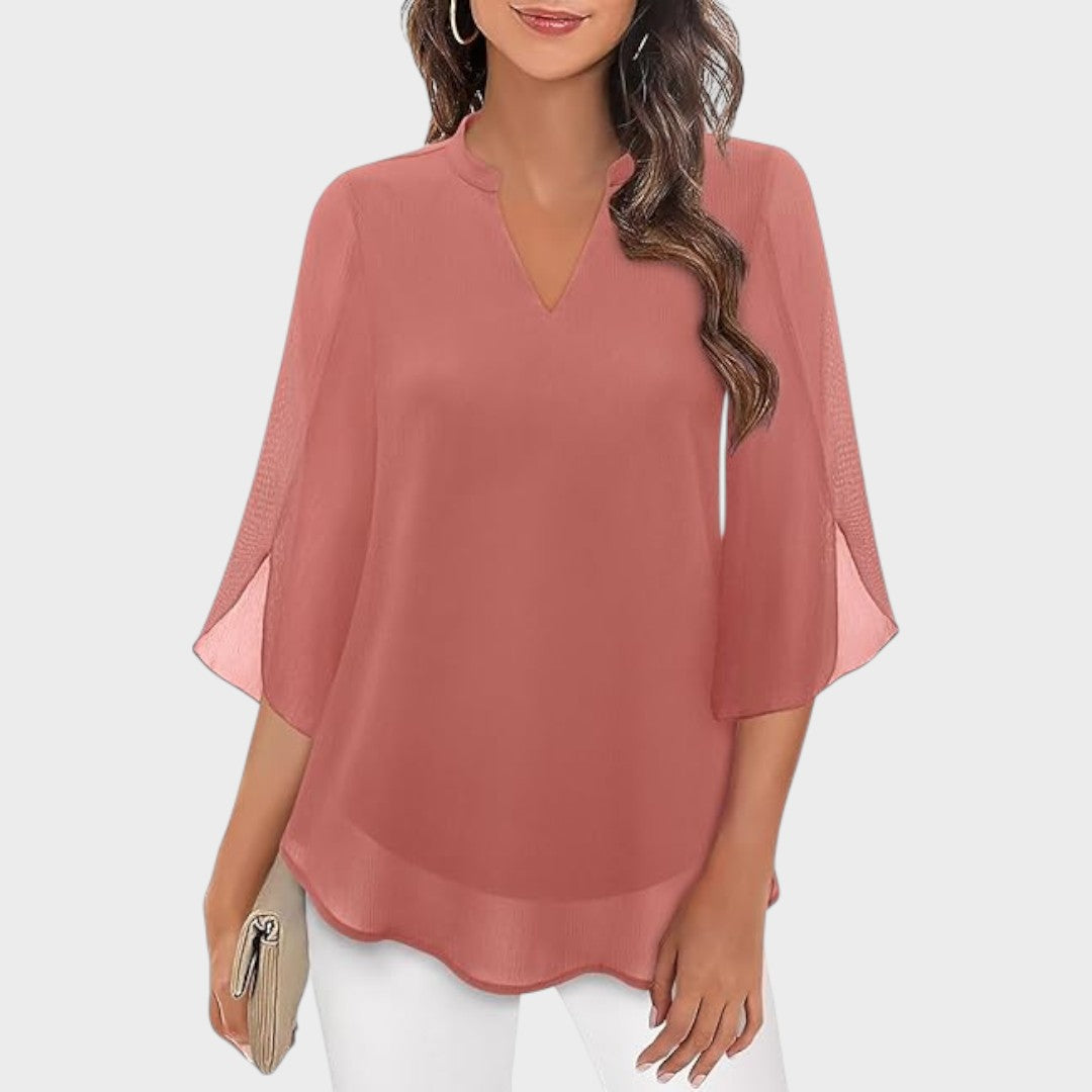 Jeaniza | Elegant Flow ¾ Sleeve Blouse