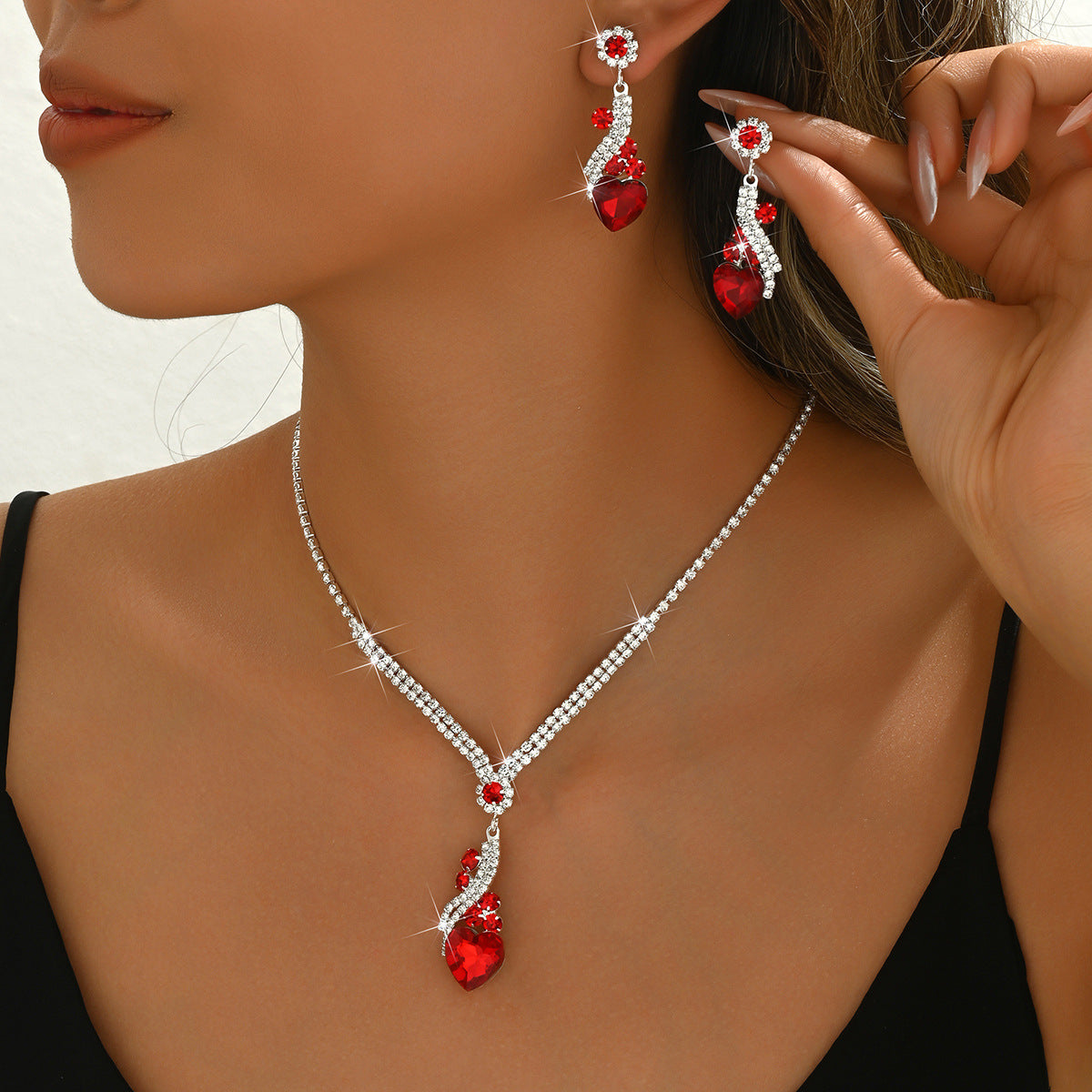 Nyla | Rhinestone Necklace Earrings Set