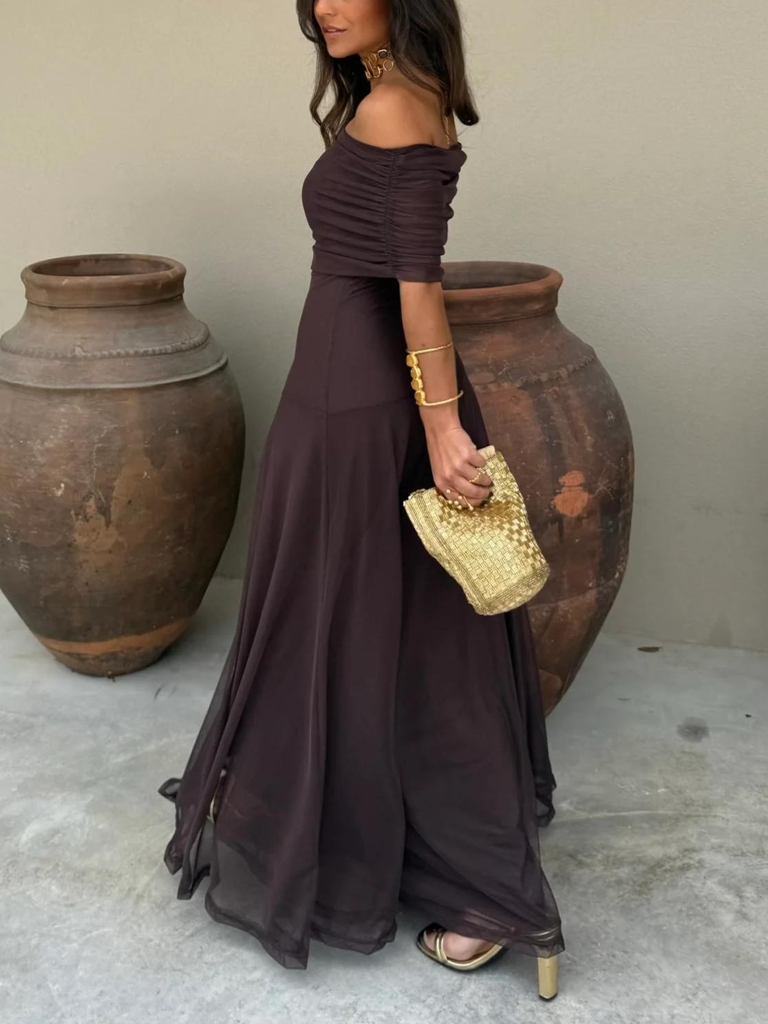 Aurora | Toledo One Shoulder Mesh Maxi Dress