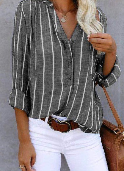 Anika | Stylish Striped Button-Up Top