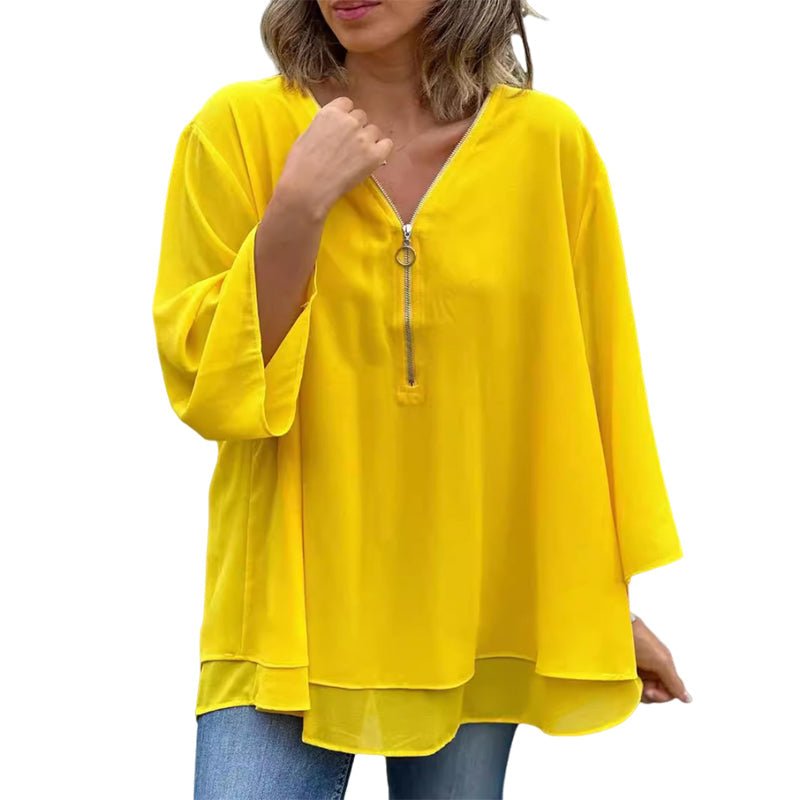 Coralie | Chiffon Zipper Blouse