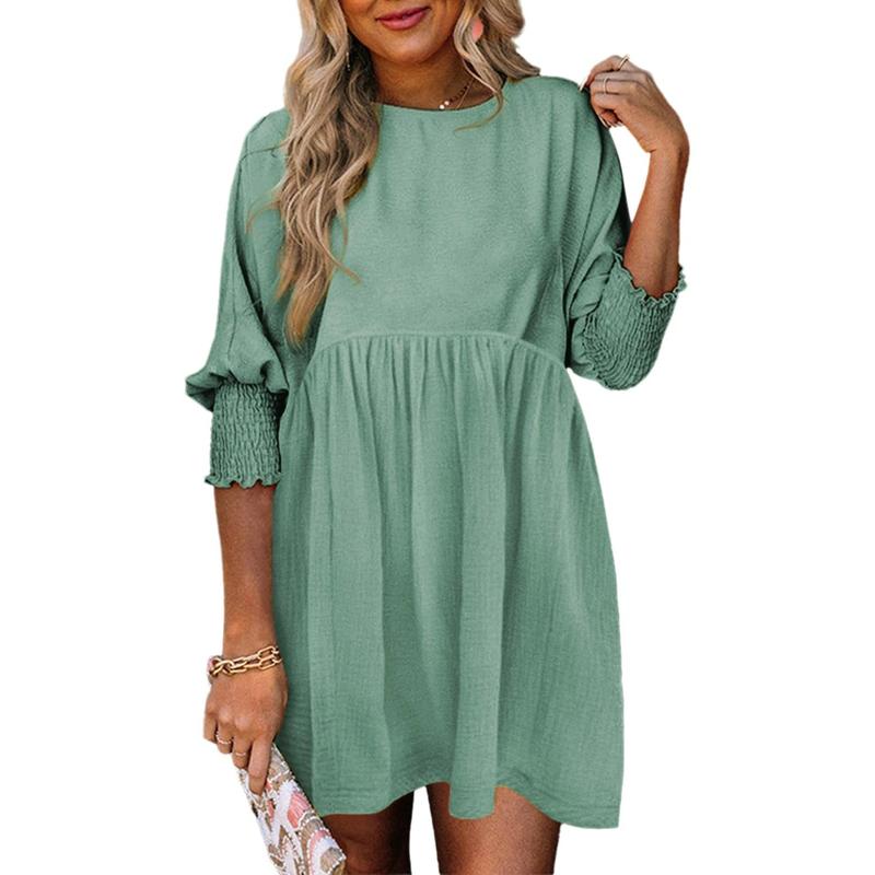 Rhana | Casual Crew Neck Loose Fit Mini Dress