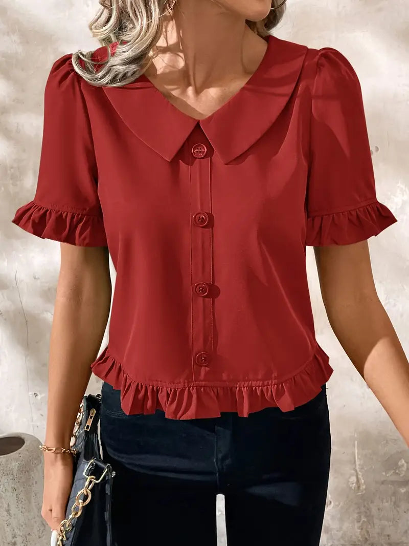 Maureen | Elegant Short Sleeve Blouse