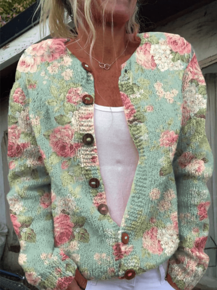 Myrelle | Floral Boho Knit Cardigan