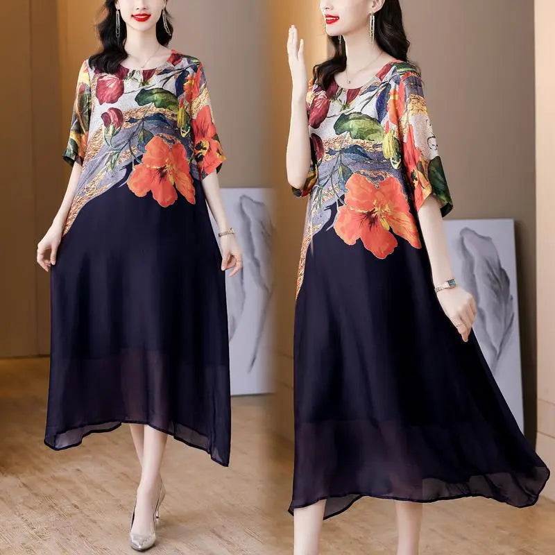 Shenn | Elegant Floral Print Dress
