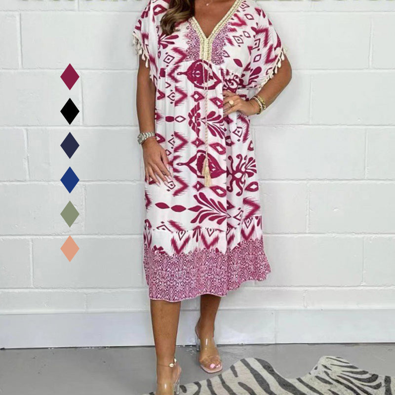 Wairala | Casual Printed Dress With V Neck