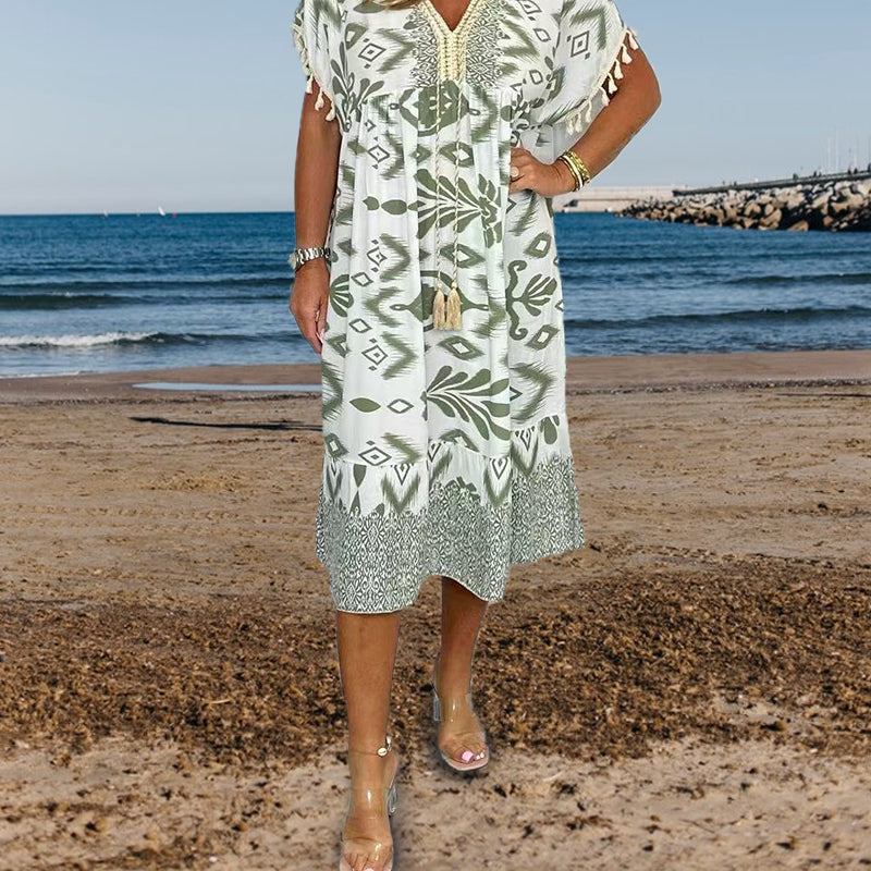 Wairala | Casual Printed Dress With V Neck