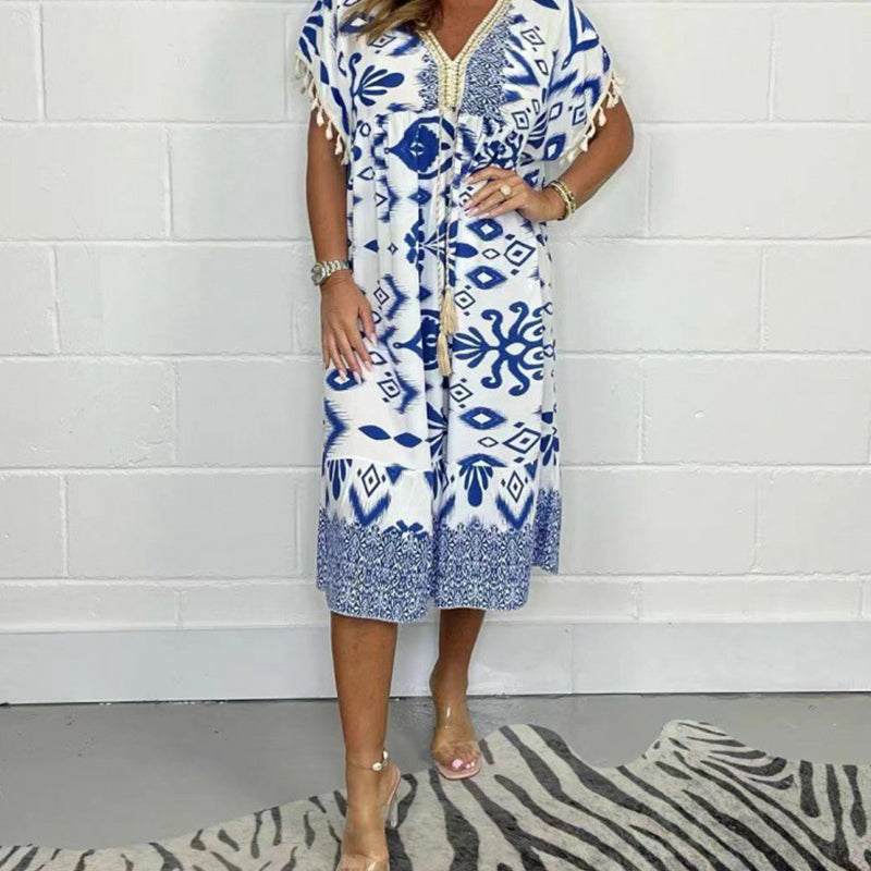 Wairala | Casual Printed Dress With V Neck