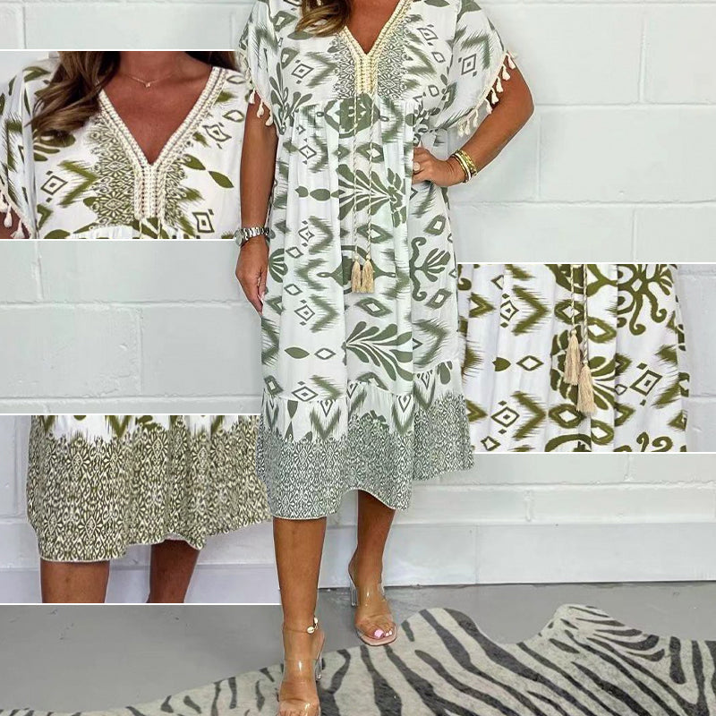 Wairala | Casual Printed Dress With V Neck