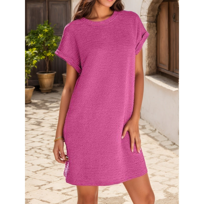 Kalinyra | Casual Dress With Roll Sleeves And Pocket