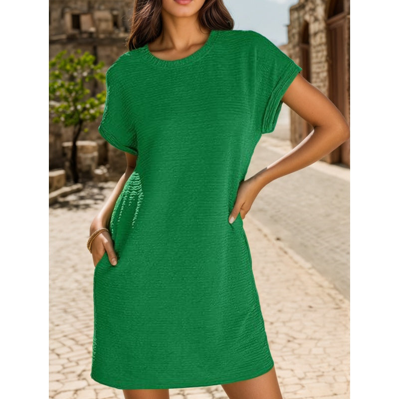 Kalinyra | Casual Dress With Roll Sleeves And Pocket