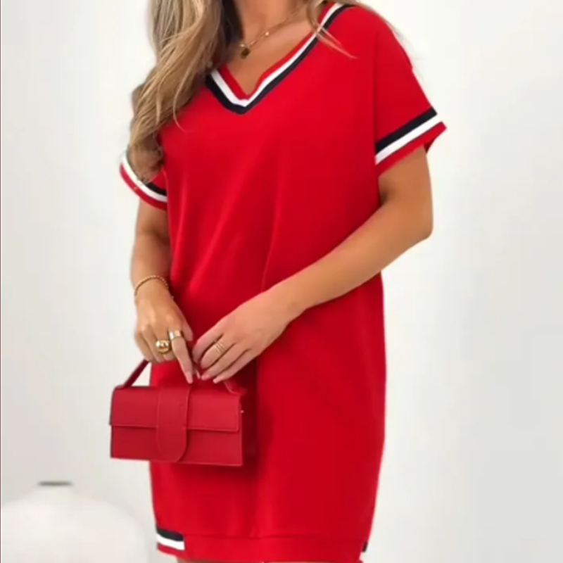 Janine | V-Neck Colorblock Midi Dress