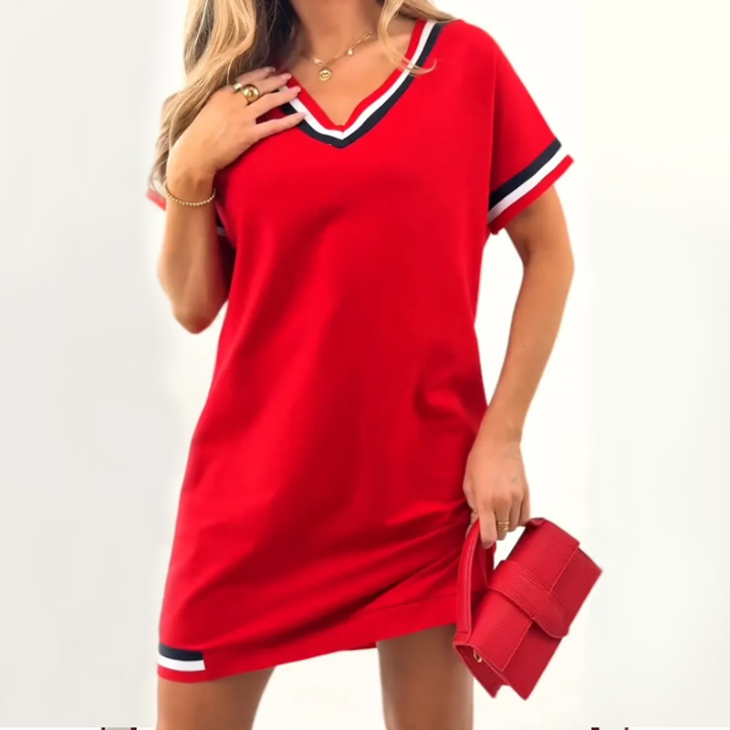 Janine | V-Neck Colorblock Midi Dress