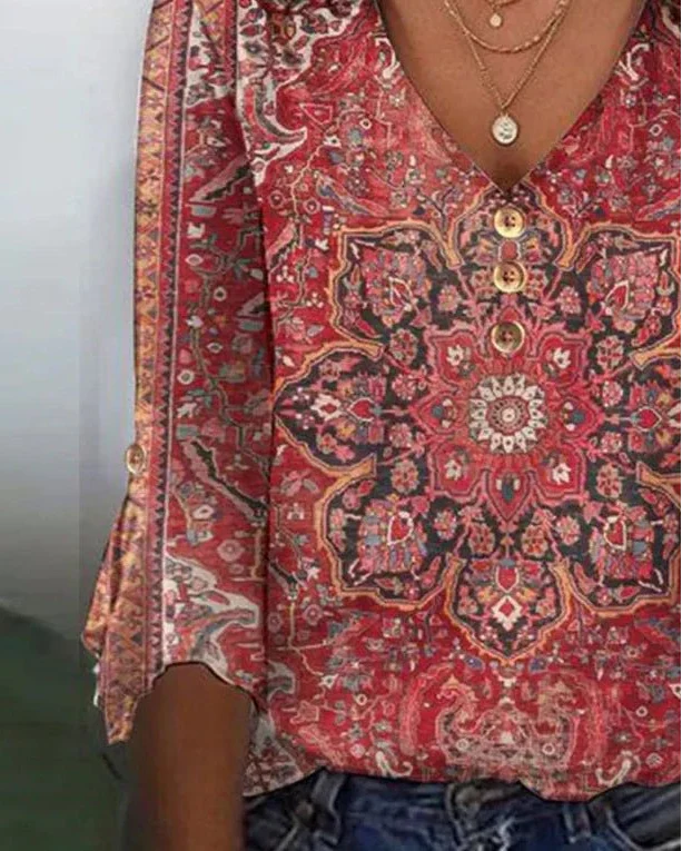 Moanikea | Red Print Classic Top
