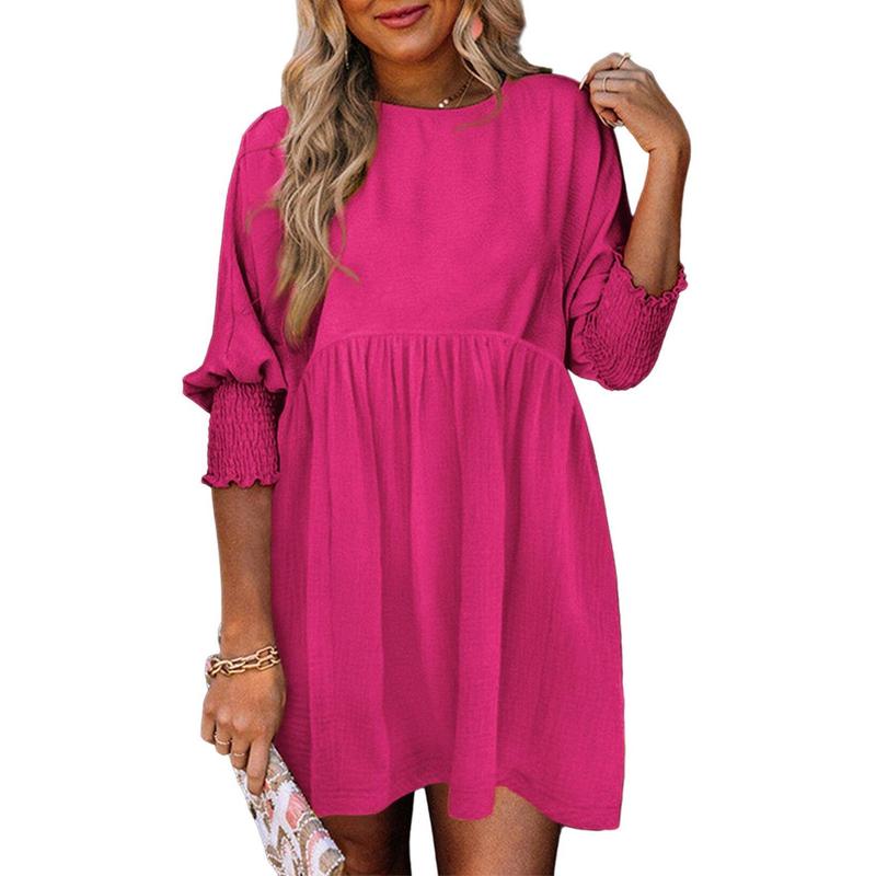Rhana | Casual Crew Neck Loose Fit Mini Dress