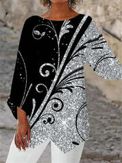 Aiyana | Round Neck And Long Sleeve Printed Shirt