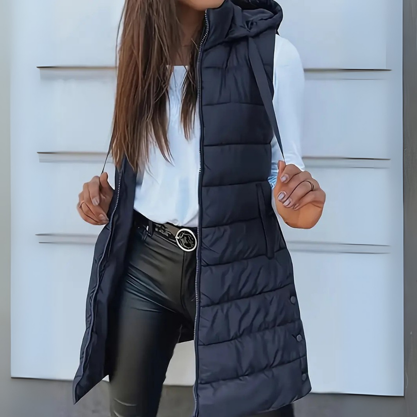 Rivka | Casual Sleeveless Hood Long Puffer Vest