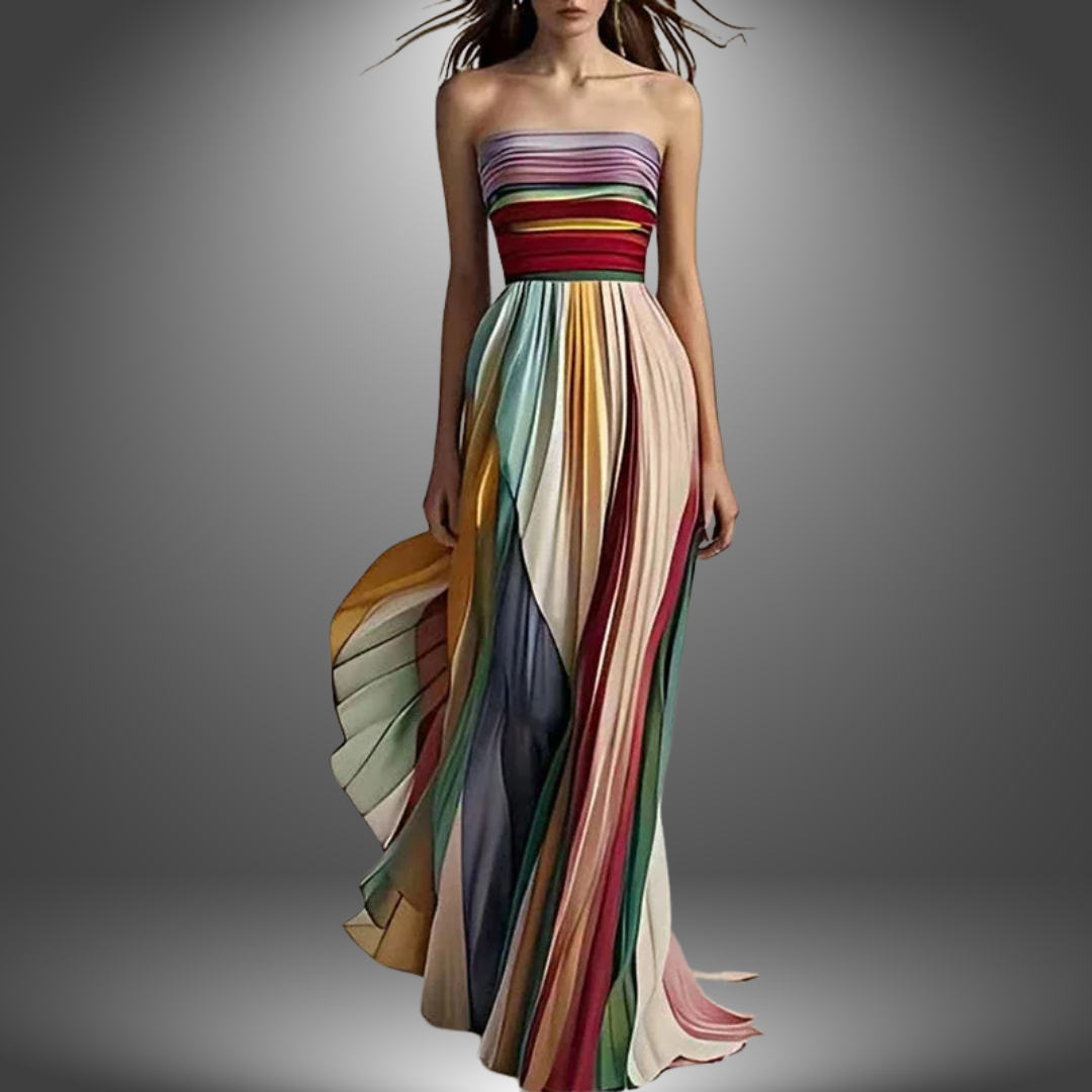 Yarra | Bold & Flowing Strapless Dress