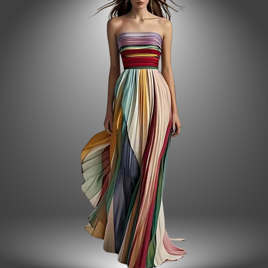 Yarra | Bold & Flowing Strapless Dress
