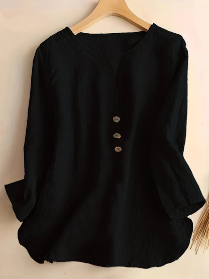 Lesley | Casual Cotton And Linen Blouse