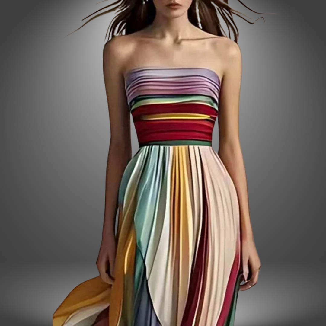 Yarra | Bold & Flowing Strapless Dress