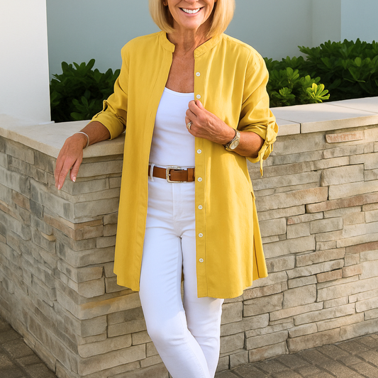 Eliza | Solid Shirt Blouse with Tie Sleeves