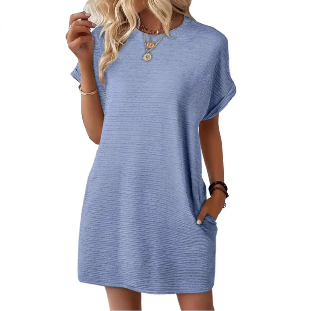 Evelina |  Casual Minimalist Round Neck Summer Dress
