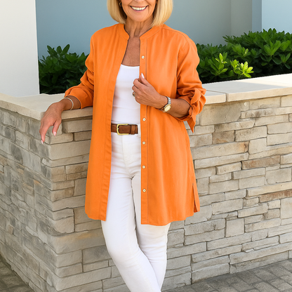 Eliza | Solid Shirt Blouse with Tie Sleeves