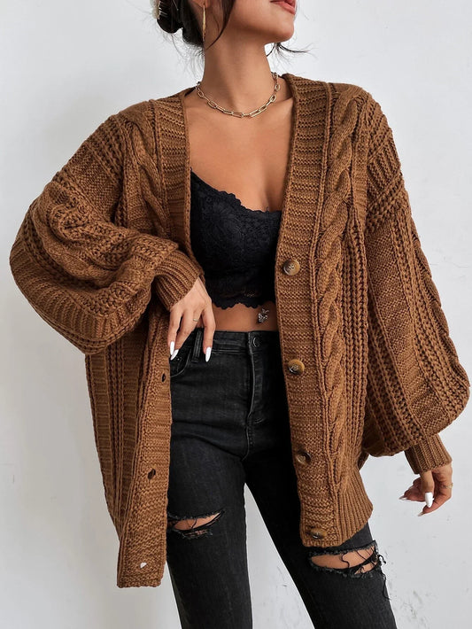 Saanvi | Oversized Chunky Cable Knit Cardigan