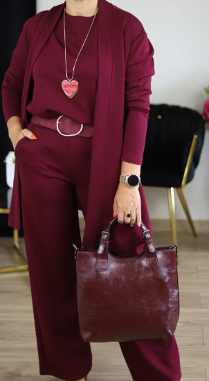 Campbell | Elegant Long Cardigan & Top & Pants 3-Piece Set