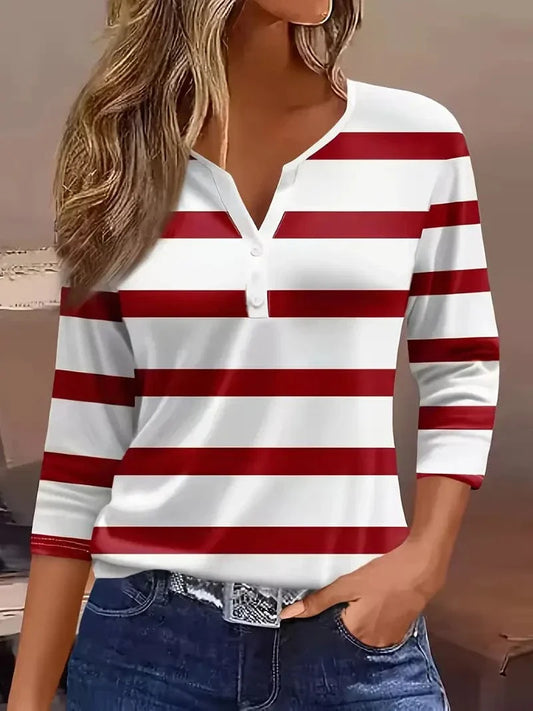 Faye | Striped V-Neck Top