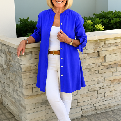Eliza | Solid Shirt Blouse with Tie Sleeves
