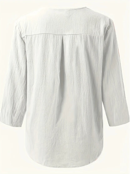 Lesley | Casual Cotton And Linen Blouse