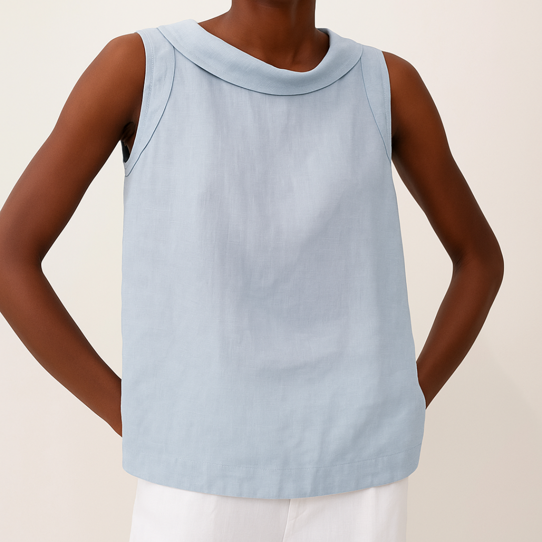 Geraline | Sleeveless Roll Collar Top