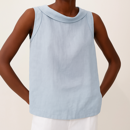 Geraline | Sleeveless Roll Collar Top