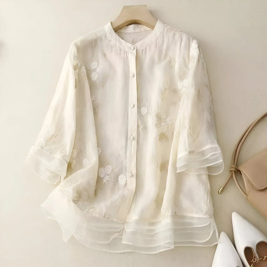 Liora | Top with Embroidered Flowers