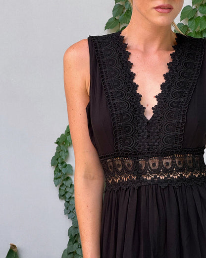 Sally | Handcrafted Lace Dress with V-Neckline