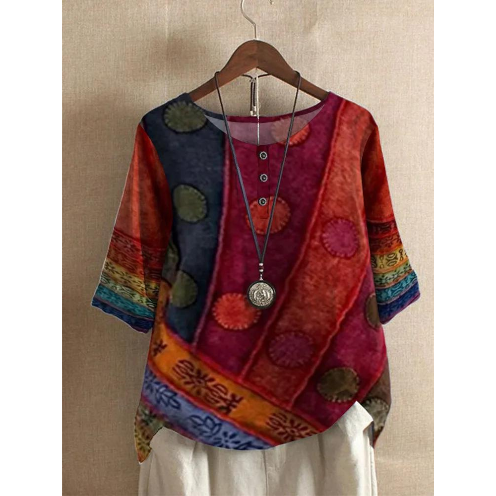 Asha |  Comfortable Colorful Top With Half Sleeves