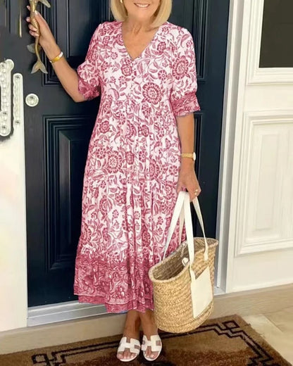 Nayeli |  V Neck Bohemian Dress
